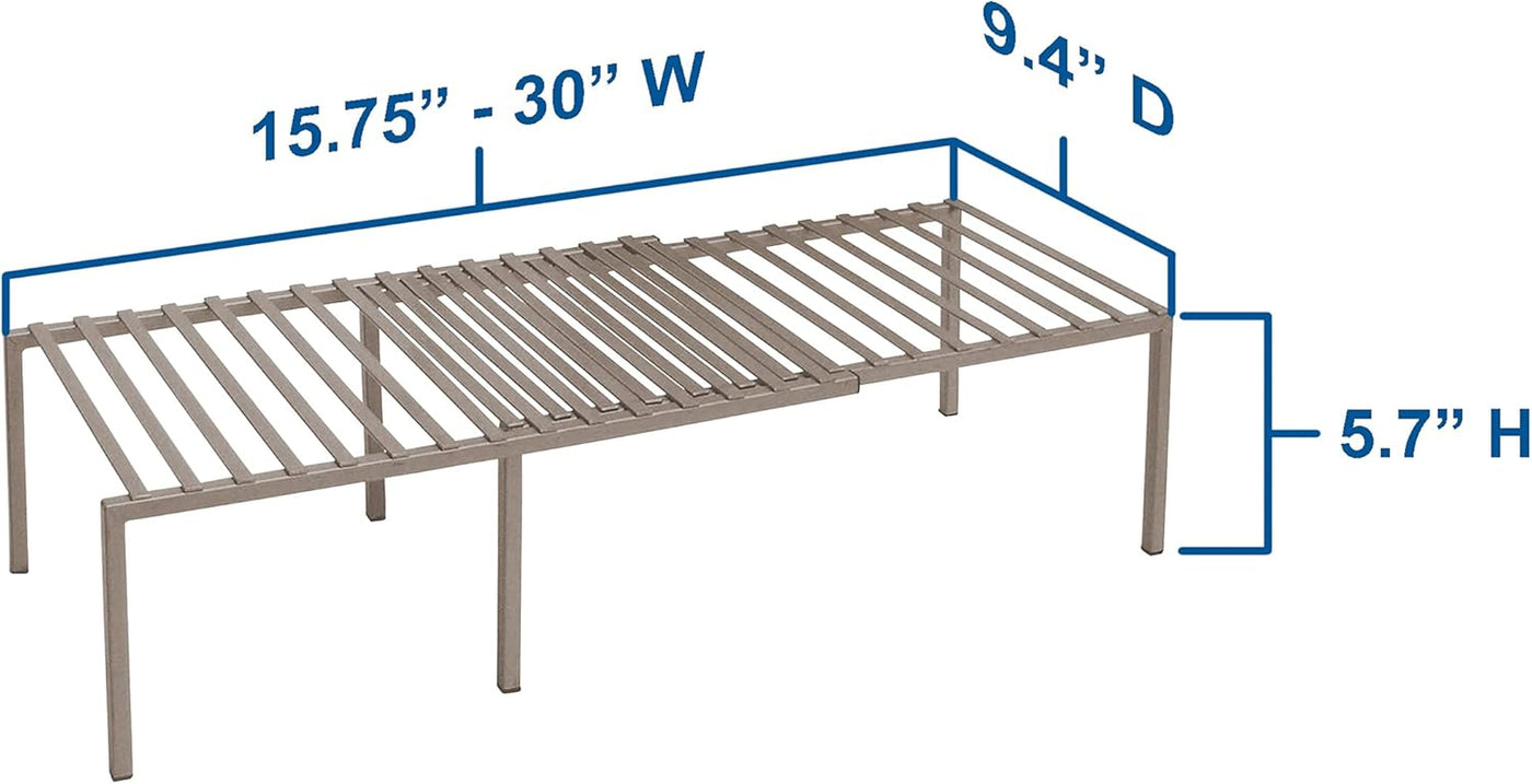 Platinum Expandable Iron Slat Kitchen Counter and Cabinet Shelf for Maximum Storage Solutions