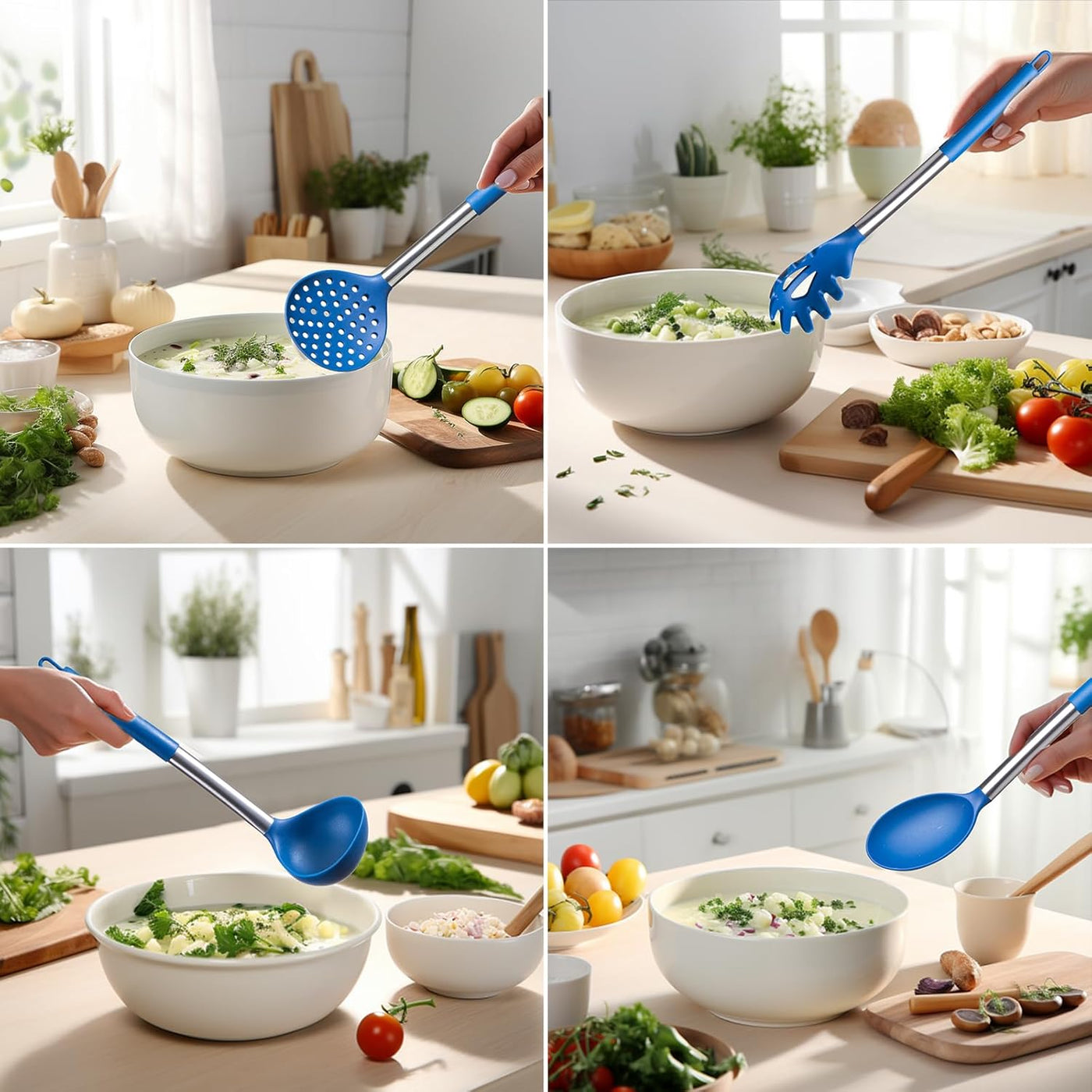 Upgrade Your Cooking Game with Our 6-Piece Blue Silicone Utensils Set – Perfect for Nonstick Cookware!
