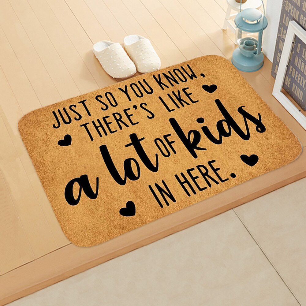 Printed Cavira flannel doormat with colorful patterned design, 40x60cm, anti-slip floor mat for entrance, hallway, kitchen, or bedroom.