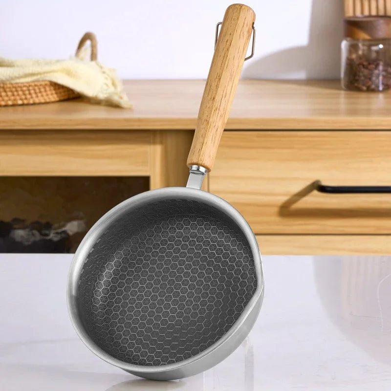 Mini Stainless Steel Frying Pan - Non-Stick Deep Pan for Eggs & Single Servings - Cavira