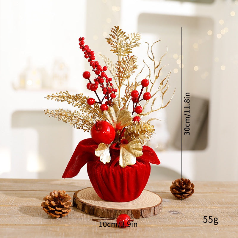 Christmas Red Berry Branch Decorative Ornament, DIY Christmas Scene Decoration, Festival Atmosphere Decoration
