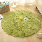 Round shaggy faux fur rug by Cavira with 4.5cm deep pile in various sizes and colors, non-slip latex base, ideal for bedrooms and living rooms.