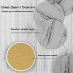 Marble Style Ceramic Drink Coasters with Holder – Absorbent Table Protection Set of 8