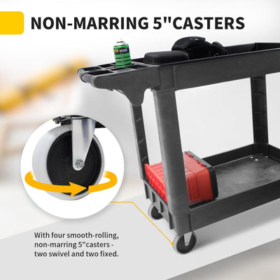 80855 500-Lb Utility Service PP Cart with Two Trays and Wheels 30 Inch X 16 Inch Overall Dimensions - GG store