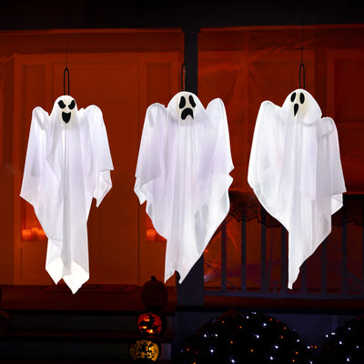 3 Pack Halloween Hanging Ghosts Decorations,27.5" Cute Scary Flying Ghosts Outdoor Hanging Halloween Decorations Yard Decorations
