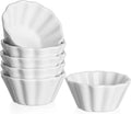 Porcelain Flower Shaped Ramekins – Oven Safe Dessert & Baking Bowls (Set of 6) White 6 Oz