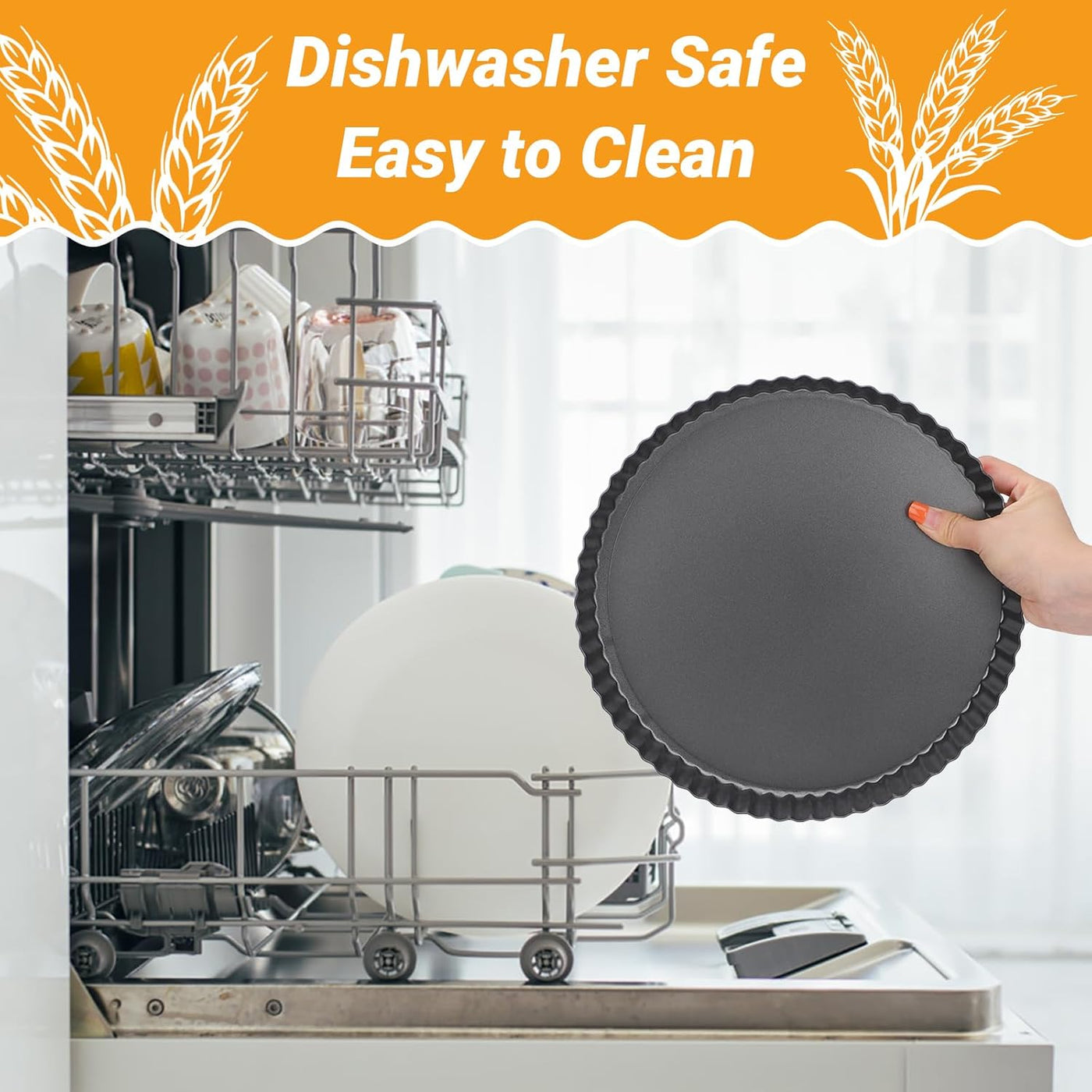 10-Inch Non-Stick Tart Pan with Removable Bottom - Fluted Edge Quiche and Pie Shell Pan for Effortless Baking