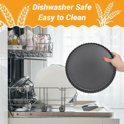 10-Inch Non-Stick Tart Pan with Removable Bottom - Fluted Edge Quiche and Pie Shell Pan for Effortless Baking