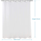 Frosted PEVA shower curtain with metal eyelets from Cavira, semi-transparent waterproof bathroom curtain with hooks included.