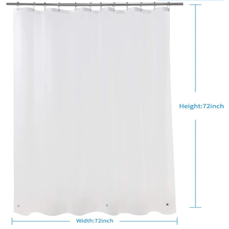 Frosted PEVA shower curtain with metal eyelets from Cavira, semi-transparent waterproof bathroom curtain with hooks included.