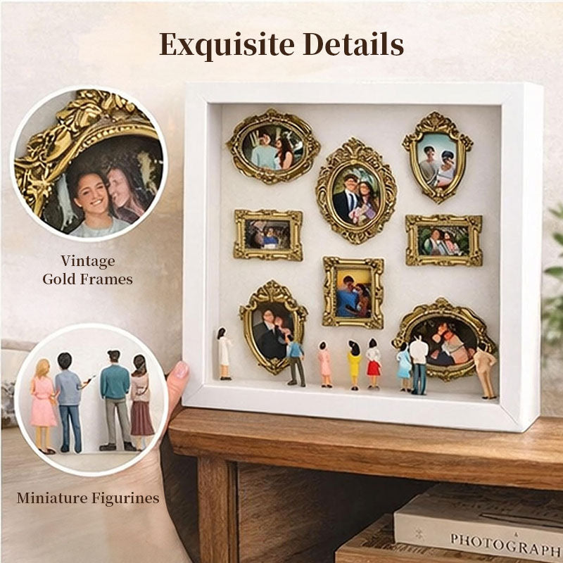 DIY Mini Museum Shadow Box Display Kit – Wooden Collectible Frame Decor with Figurines 25x25cm
