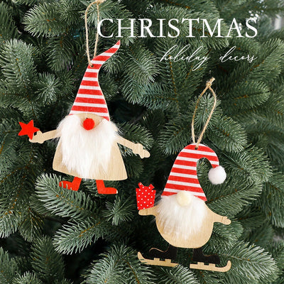 Santa Claus Wooden Ornament Christmas Tree Decoration for Holiday Atmosphere and Scene Arrangement eprolo