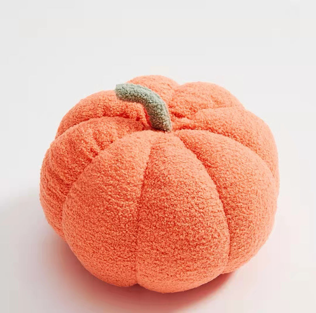 Cavira plush pumpkin pillow, soft round sofa cushion for living room or bedroom decor, cozy fall-themed home accessory