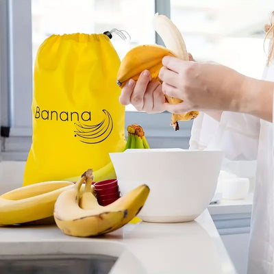 Insulated bag: Reusable storage organizer for bananas, lettuce and vegetables (drawstring closure) eprolo