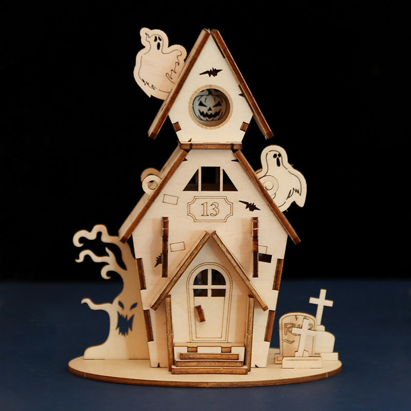 Halloween DIY House Wooden Puzzle Children's Halloween House