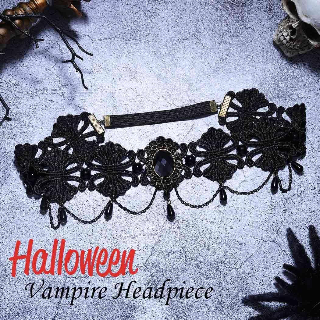Enchanting Gothic Vampire Crowns - Elegant Black Lace Headbands for Women & Girls - Perfect Halloween Accessory