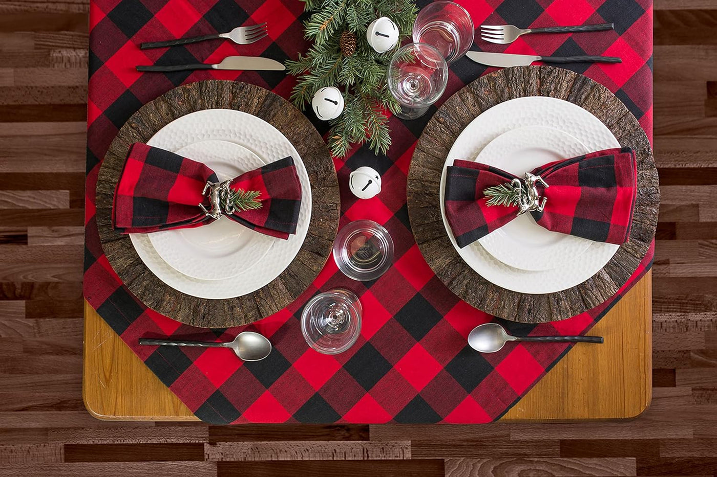 Buffalo Check Farmhouse Cloth Napkin Set - Red & Black, 20x20, 6 Pieces for Stylish Dining