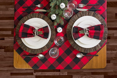 Buffalo Check Farmhouse Cloth Napkin Set - Red & Black, 20x20, 6 Pieces for Stylish Dining