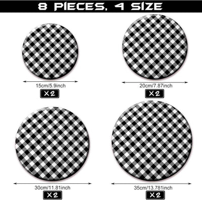 8 Pieces Reusable Bowl Covers Baking Dish Covers Elastic Food Storage Covers Washable Bowl Covers for Bread Proofing, Outdoor Food Storage, 6, 8, 12, 14 Inch (Black-White Buffalo Plaid) - GG store
