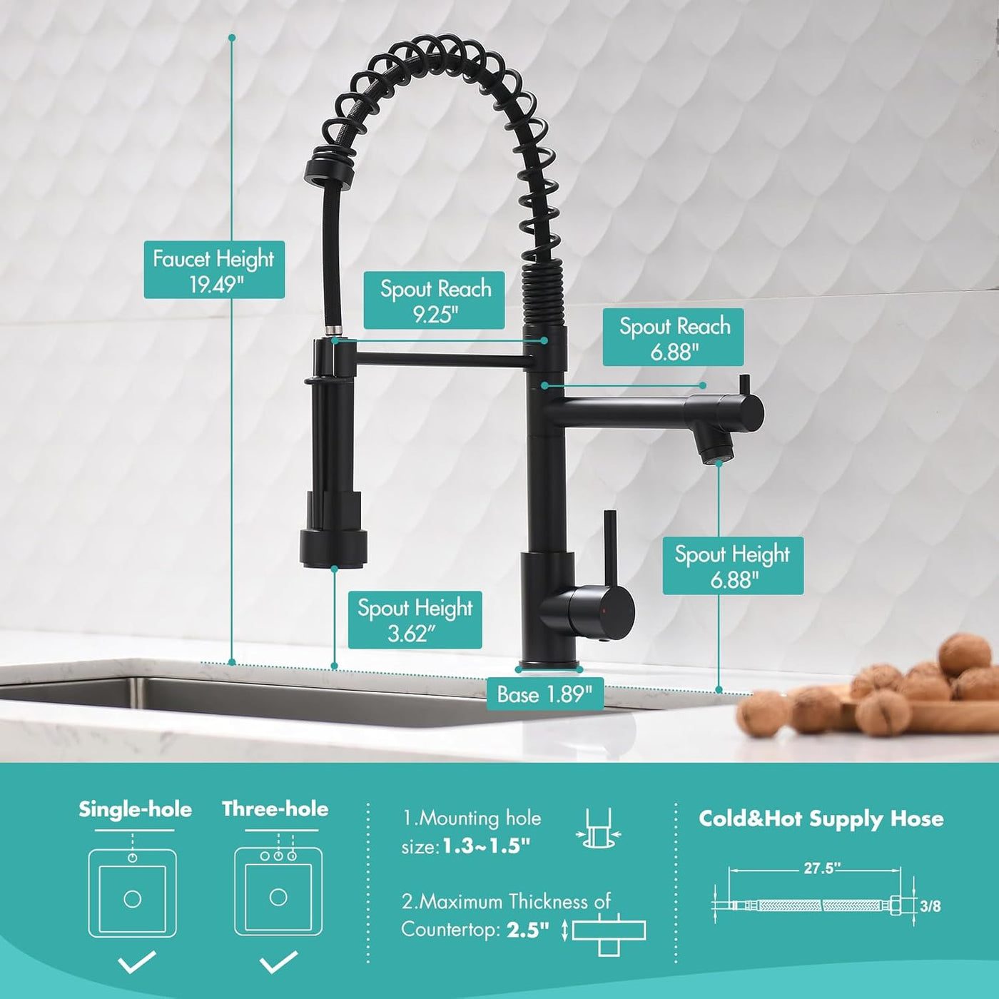 Sleek Matte Black Pull Down Kitchen Faucet with Single Handle Sprayer - Commercial Style Elegance for Your Home
