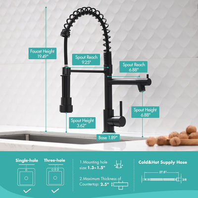 Sleek Matte Black Pull Down Kitchen Faucet with Single Handle Sprayer - Commercial Style Elegance for Your Home