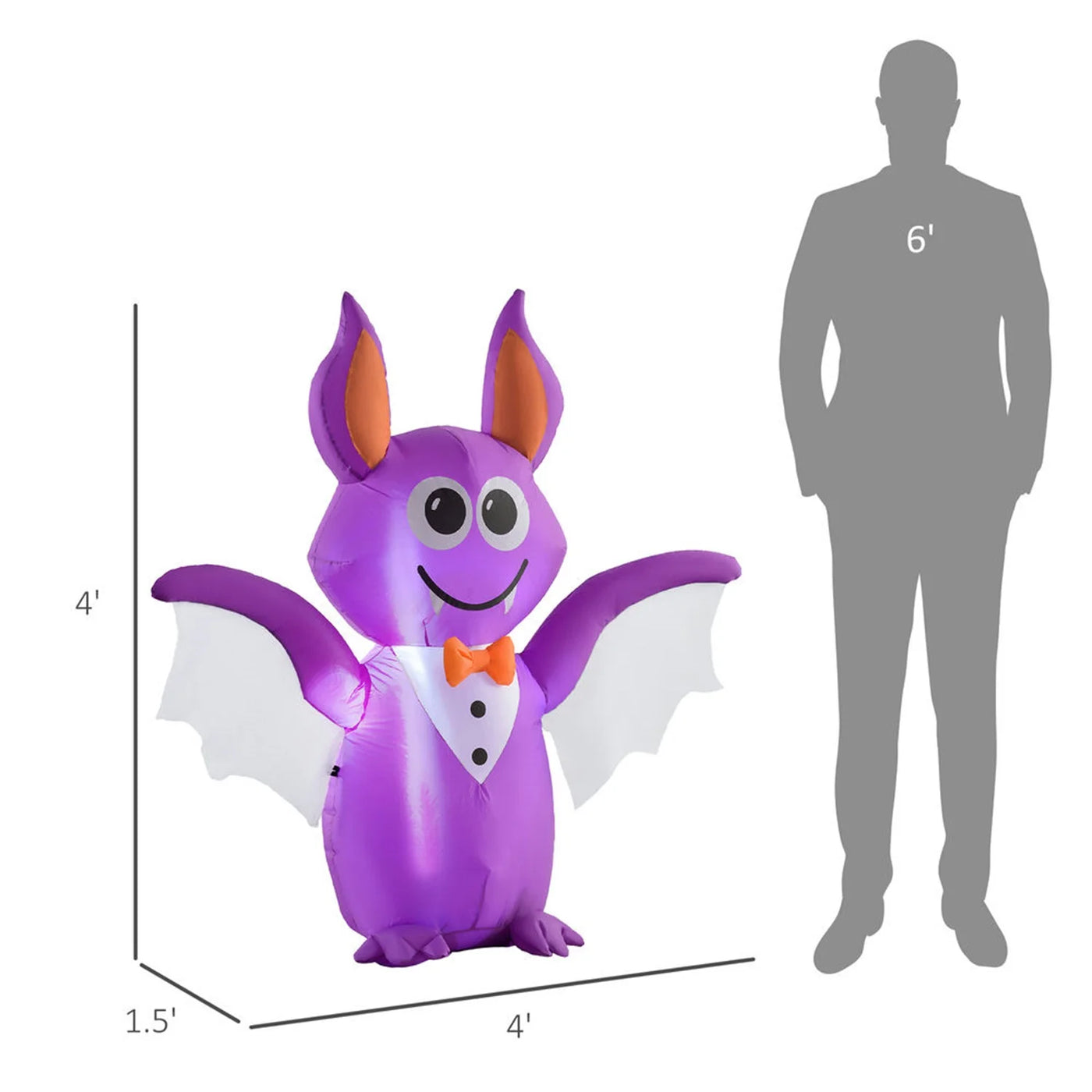 Decorations,6Ft Inflatable Halloween Bat, Blow up Outdoor LED Yard Display, Waterproof,Purple