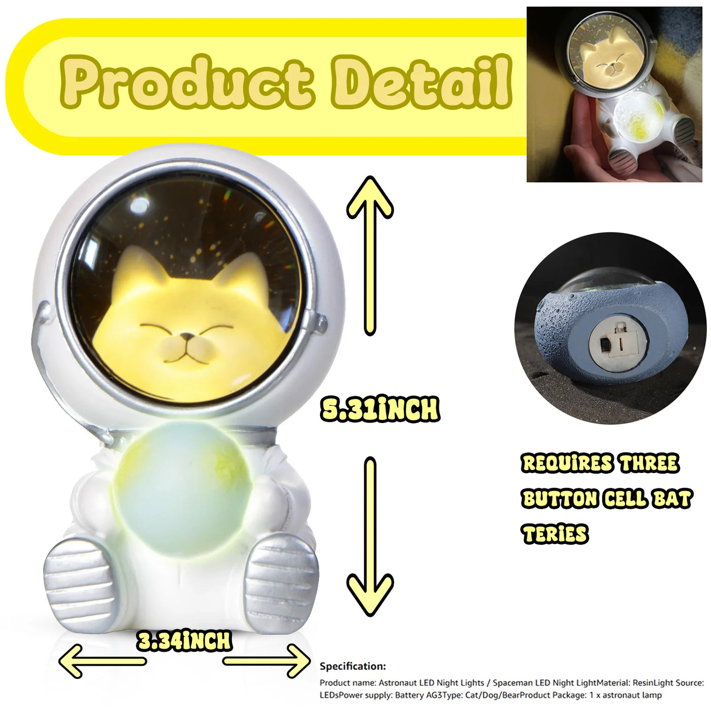 Space Cat Astronaut Lamp – LED Night Light for Home & Office - GG store