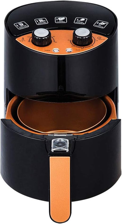 2 QT Turbo Cyclonic Air Fryer - Healthy Low-Oil Cooking with Rapid Air Technology & Recipe Book (Black)