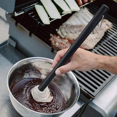 Premium 18-Inch BBQ Basting Mop with Long Wooden Handle & 4 Replacement Heads for Perfect Grilling and Smoking