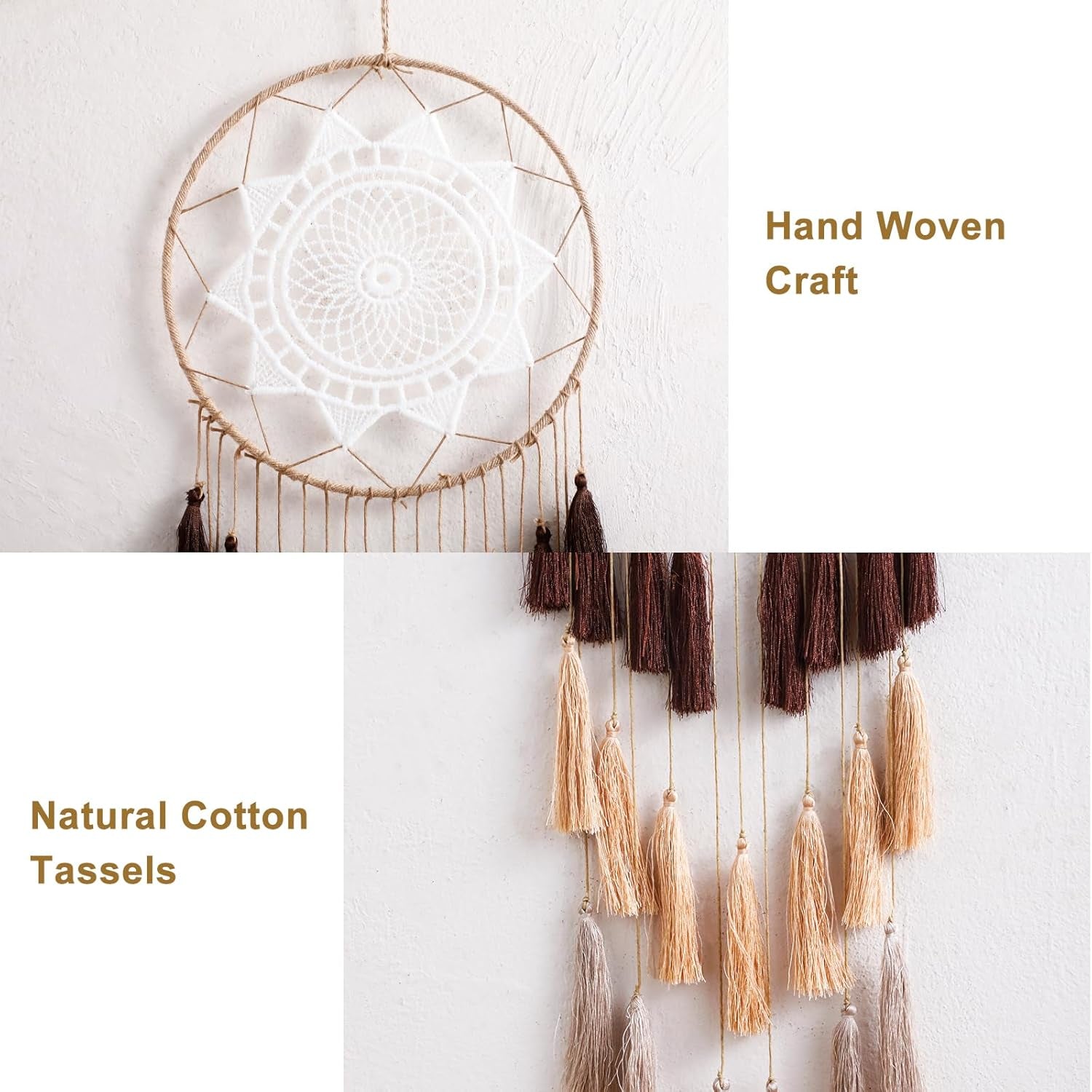 Handmade Macrame Dream Catcher Wall Hanging – Boho Tassel Bedroom Home Décor