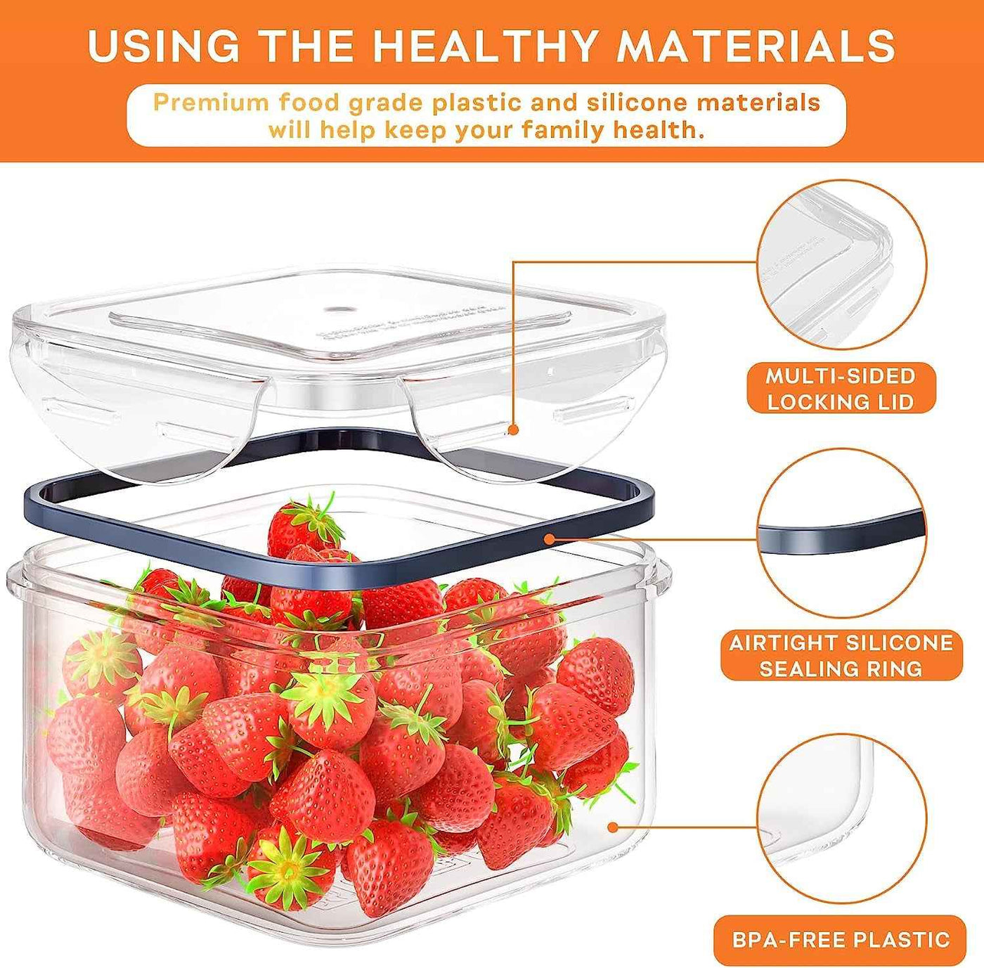 40 PCS Food Storage Containers with Lids Airtight, Plastic Storage Meal Prep Container-Stackable 100% Leakproof & Microwave Safe Organization and Storage Sets, Lunch Containers - GG store