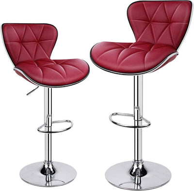 Leader Shell Wine Red Swivel Bar Stools Set of 2 - Adjustable Back Bar Stool - GG store