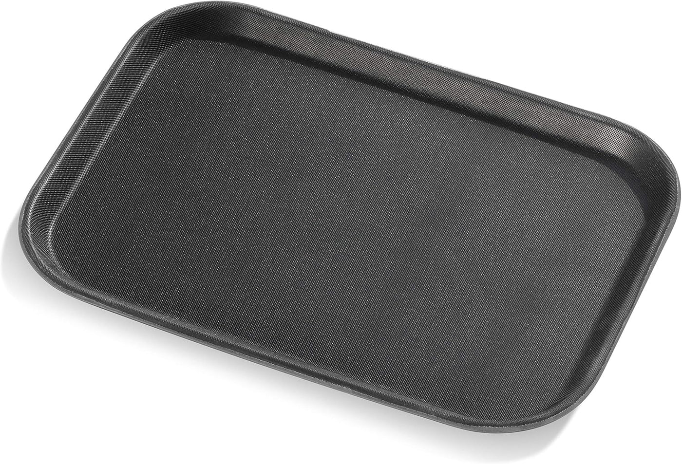 Premium Non-Slip Restaurant Tray - 10"x14" Rectangular Plastic with Rubber Lining - Durable Black Design