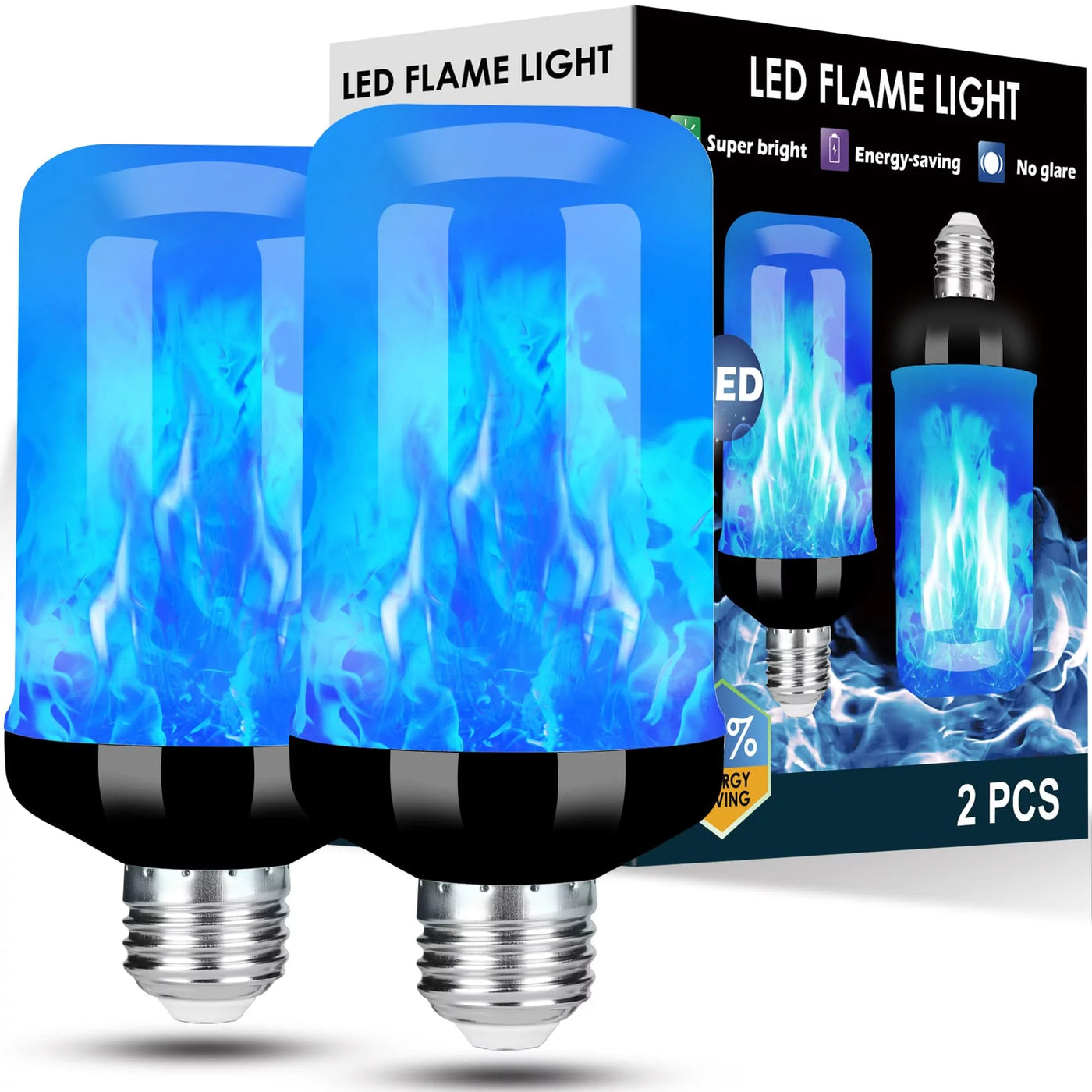 Transform Your Space with Upgraded LED Flame Light Bulbs - 4 Flickering Modes for Halloween & Parties (2 Pack)