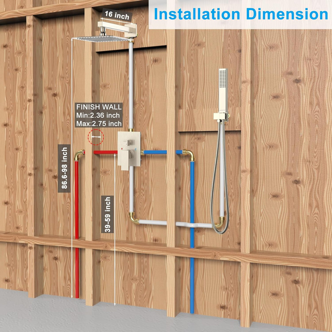 Rain Shower System Sets Faucet:  10 Inch Overhead Rainhead Shower Combo Set with Handheld and Valve-Luxury Modern Mixer Rainfall Brushed Nickel Shower Faucets Sets Complete - GG store