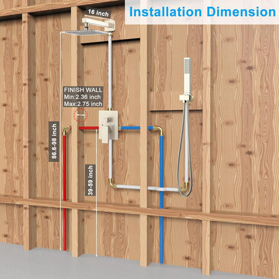 Rain Shower System Sets Faucet:  10 Inch Overhead Rainhead Shower Combo Set with Handheld and Valve-Luxury Modern Mixer Rainfall Brushed Nickel Shower Faucets Sets Complete - GG store