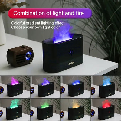 Ultrasonic Humidifier with 7 Colors Flame Lights, Essential Oil Diffuser, White - GG store
