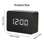 Wooden LED Digital Alarm Clock - Voice Control with Temperature & Date Display - Cavira