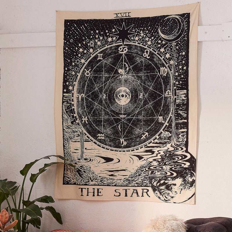 Colorful Mandala Boho tapestry wall hanging by Cavira, perfect as a beach throw, travel rug, or decorative wall decor for bedroom or outdoor spaces.