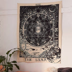 Colorful Mandala Boho tapestry wall hanging by Cavira, perfect as a beach throw, travel rug, or decorative wall decor for bedroom or outdoor spaces.