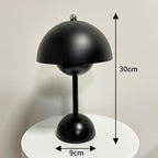 Cavira Flower Bud Iron Table Lamp with USB port, 6W LED, retro minimalist design, 30cm tall in multiple colors for bedroom or study.