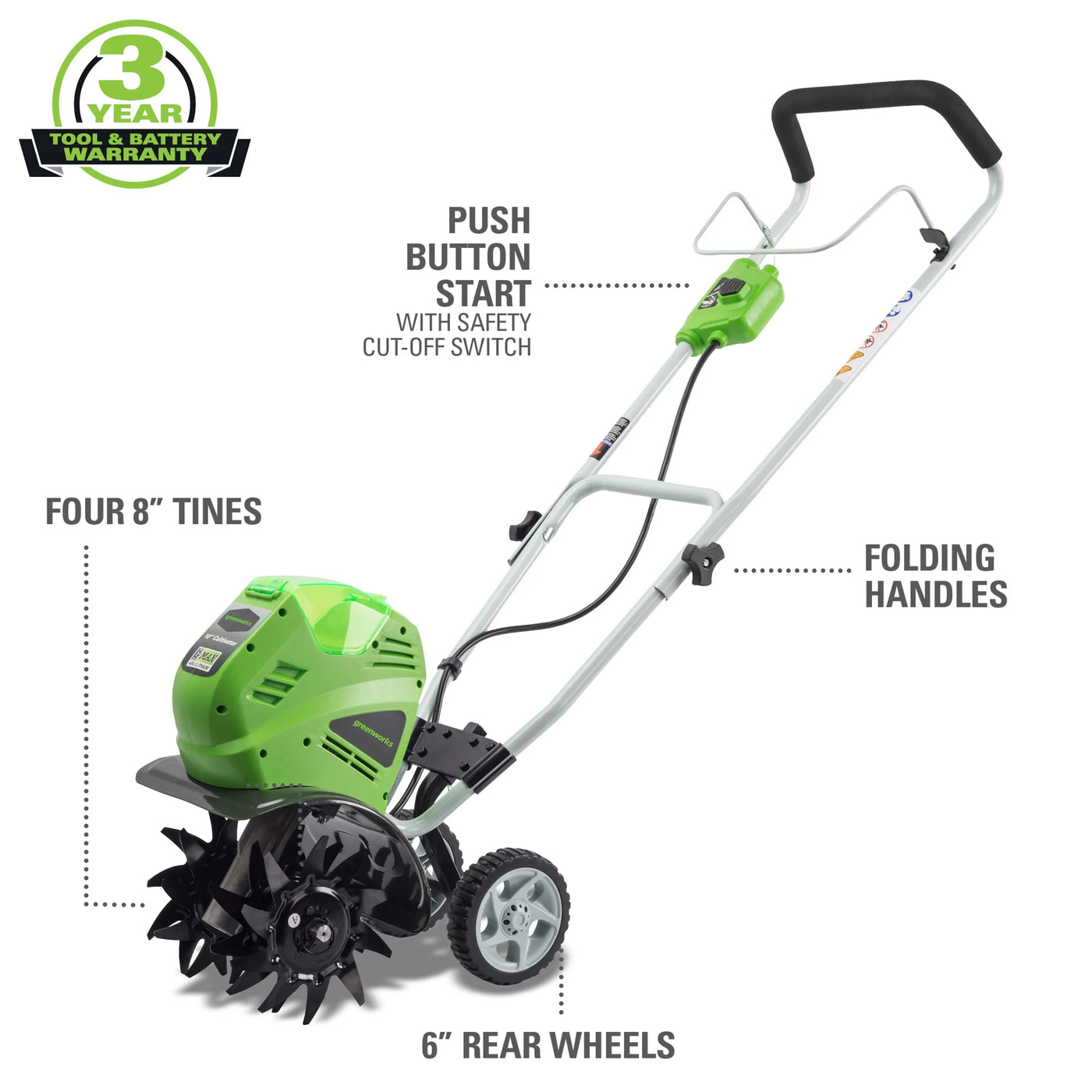 Powerful 40V 10" Walk-Behind Garden Cultivator - Efficient Tilling for Your Garden (Battery Not Included)