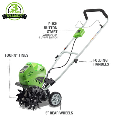 Powerful 40V 10" Walk-Behind Garden Cultivator - Efficient Tilling for Your Garden (Battery Not Included)