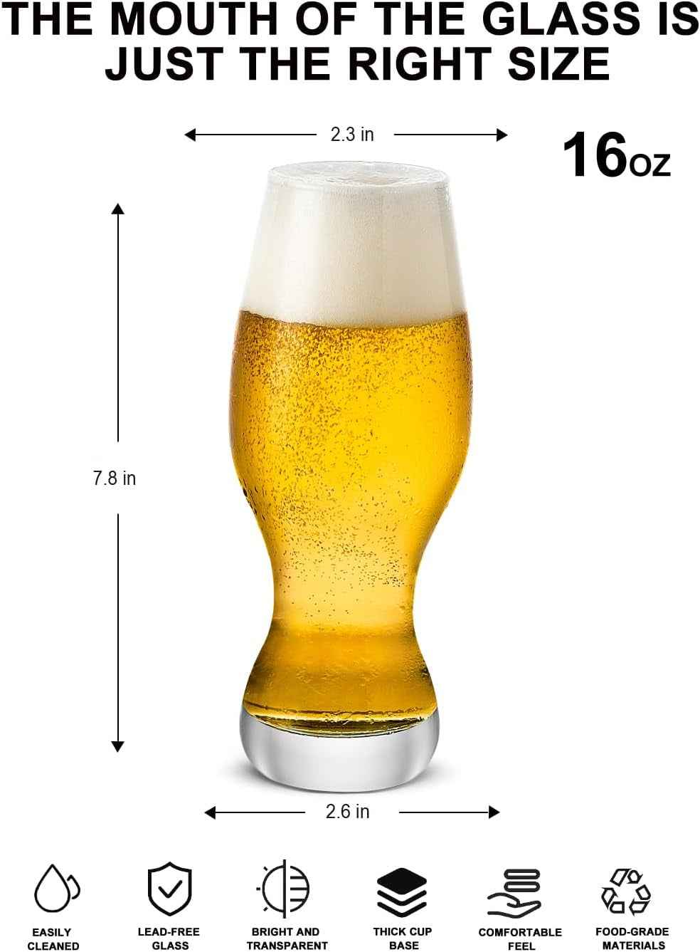 IPA Beer Glasses(Set of 4),16 Oz Pilsner Beer Glasses,Craft Beer Bar Glasses,Lead-Free Drinking Glasses,Ideal Gifts for Lager,Ale or Craft Beer Lovers-Crystal Clear - GG store