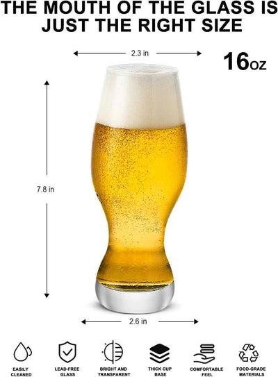 IPA Beer Glasses(Set of 4),16 Oz Pilsner Beer Glasses,Craft Beer Bar Glasses,Lead-Free Drinking Glasses,Ideal Gifts for Lager,Ale or Craft Beer Lovers-Crystal Clear - GG store