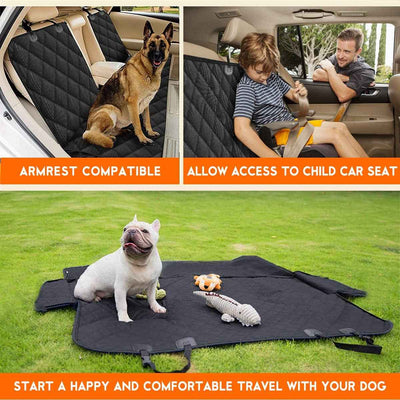 Dog Car Seat Cover, Back Seat Cover for Dogs Pet Car Seat Protector Waterproof Bench Car Seat Cover, Non-Slip Reat Seat Cover Fits Middle Armrest for Most Cars Trucks Suvs - Black - GG store