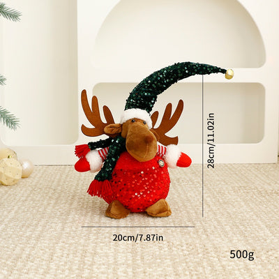 Standalone Christmas Standing Stretch Dolls, Hotel Window Display Snowman Reindeer Plush Toys Decorations