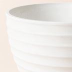 10.2” Fluted White Flower Pot – Indoor Outdoor Stone Look Garden Planter
