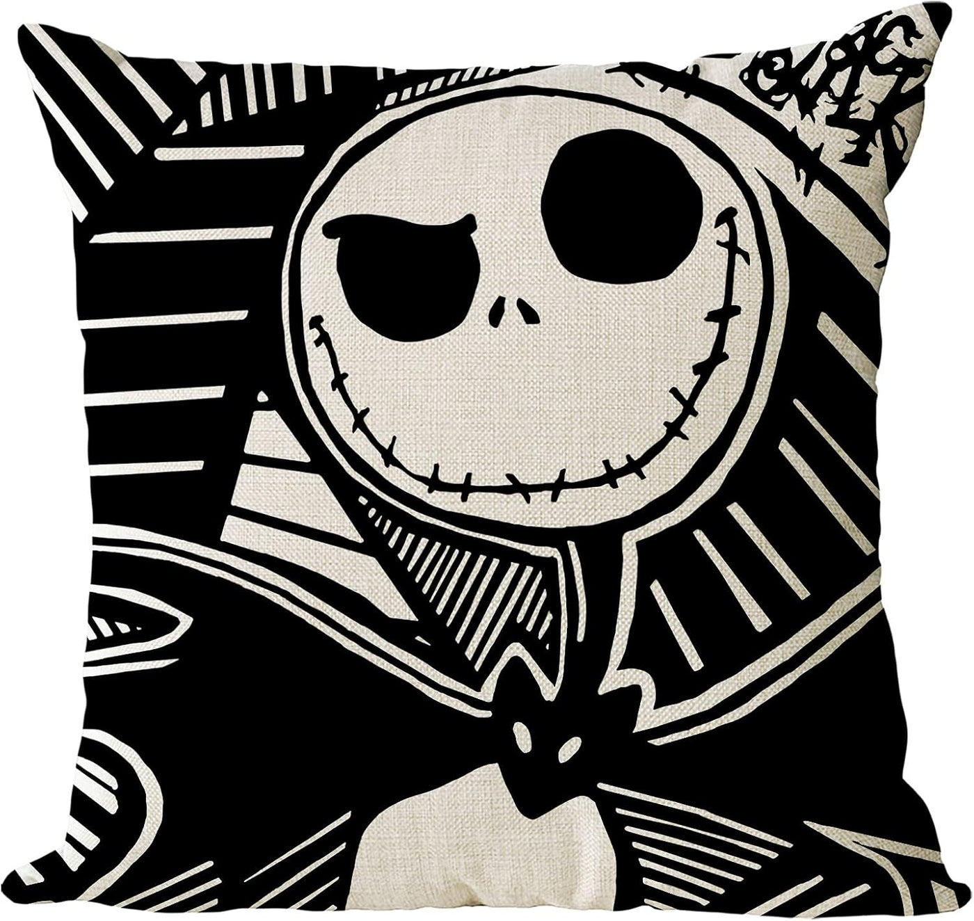 Halloween Decor Pillow Covers 18X18 Set of 4 Halloween Fall Black Decorative Throw Pillows Skeleton Ghost Pillow Cases Home Outdoor Sofa Couch Cushion Covers for Halloween Decorations (18 by 18)