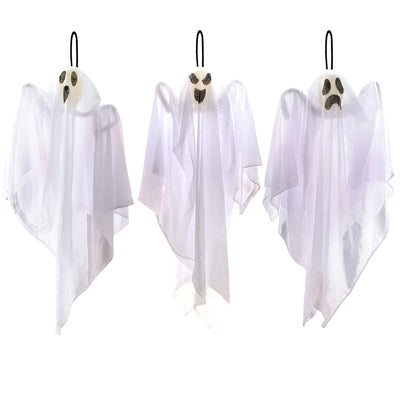 3 Pack Halloween Hanging Ghosts Decorations,27.5" Cute Scary Flying Ghosts Outdoor Hanging Halloween Decorations Yard Decorations